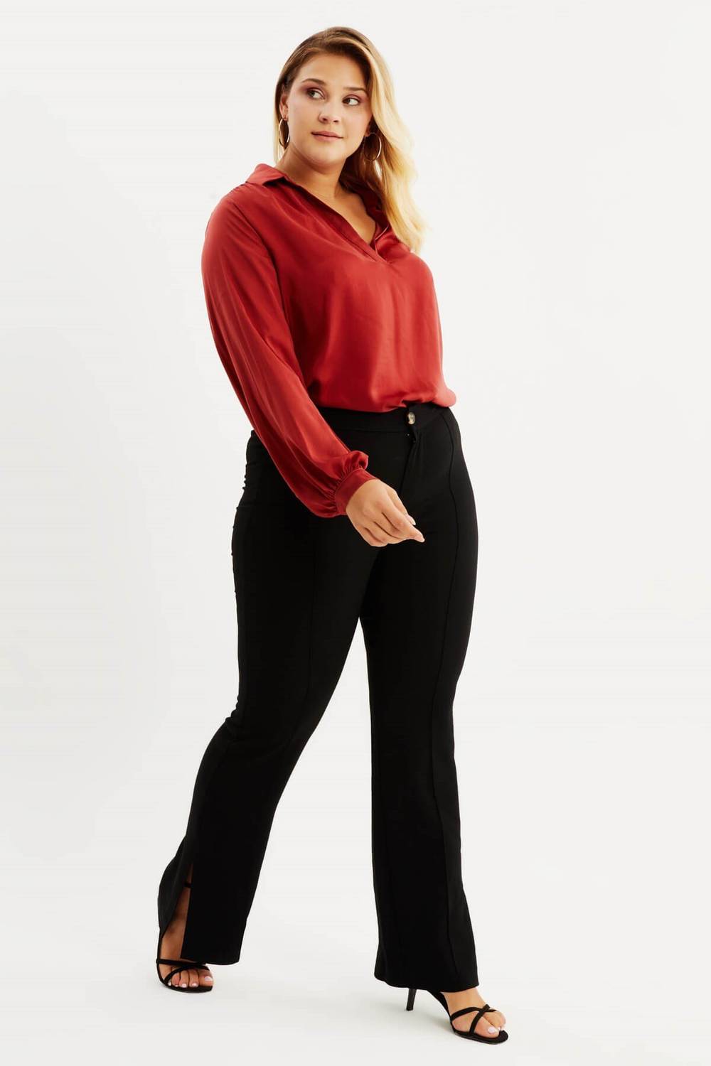 Slit Straight Fit Trousers