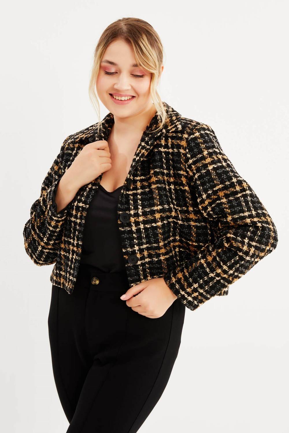 Lined Crop Tweed Jacket