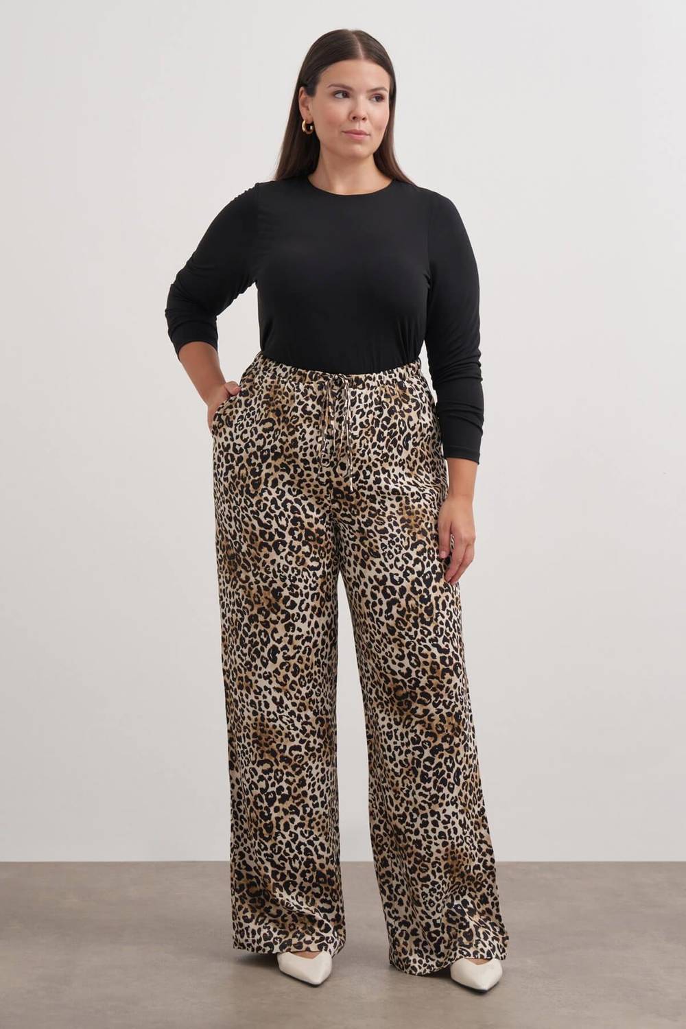 Beli Lastikli Leopar Desenli Pantolon