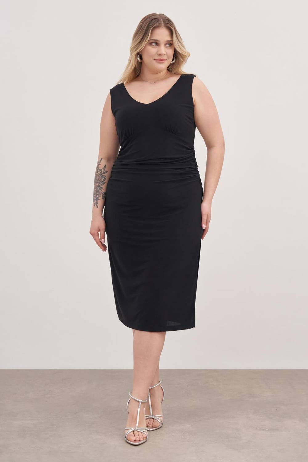 Drape Detaylı Midi Elbise