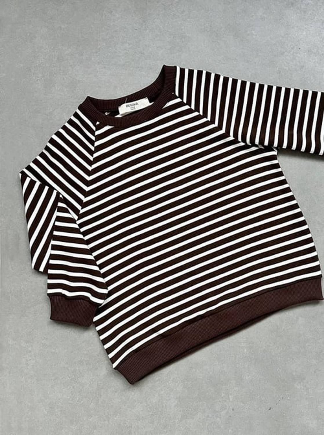 RİBANALI ÇİZGİLİ SWEAT KAHVE