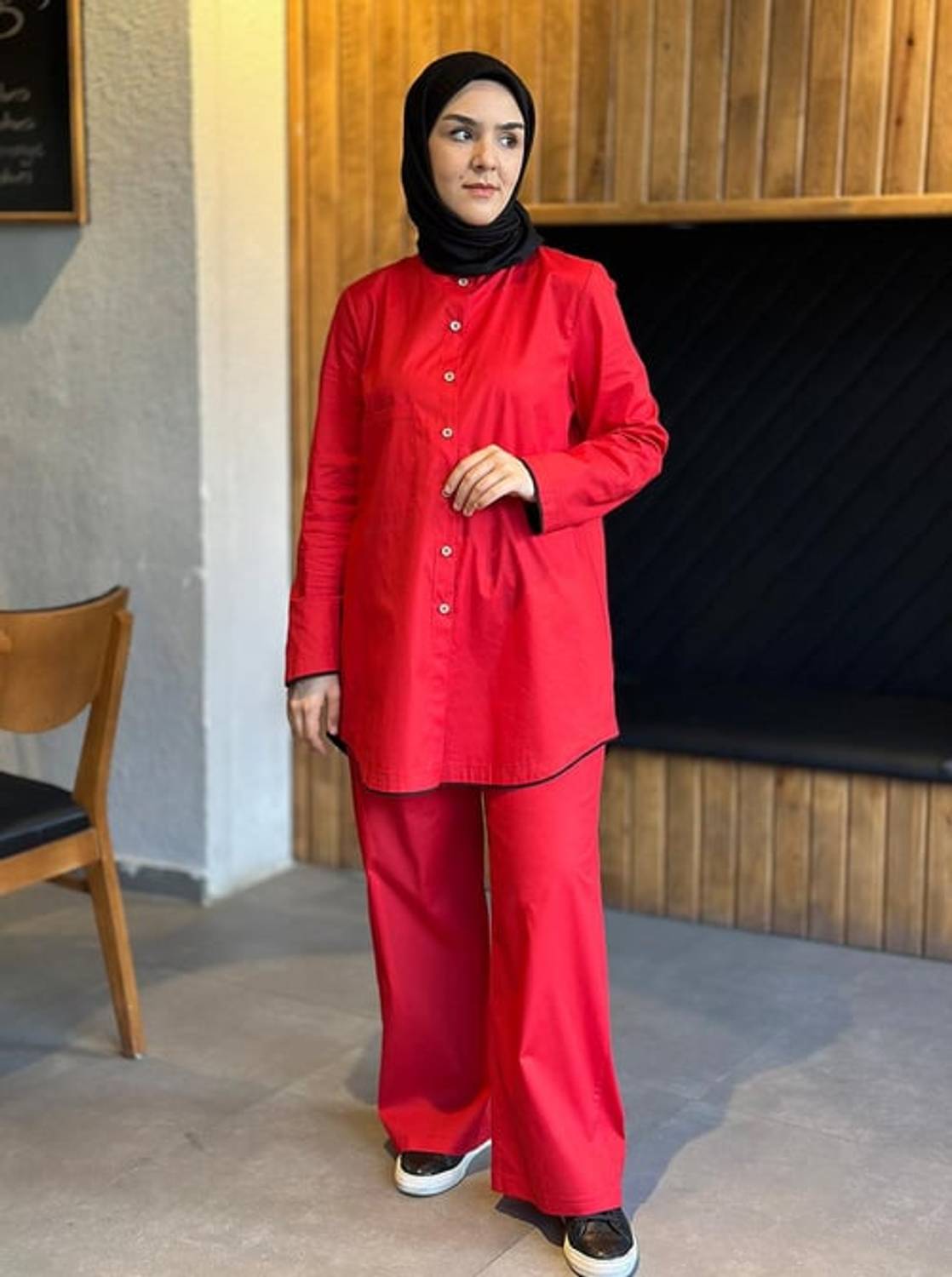 POPLİN GÖMLEK KIRMIZI