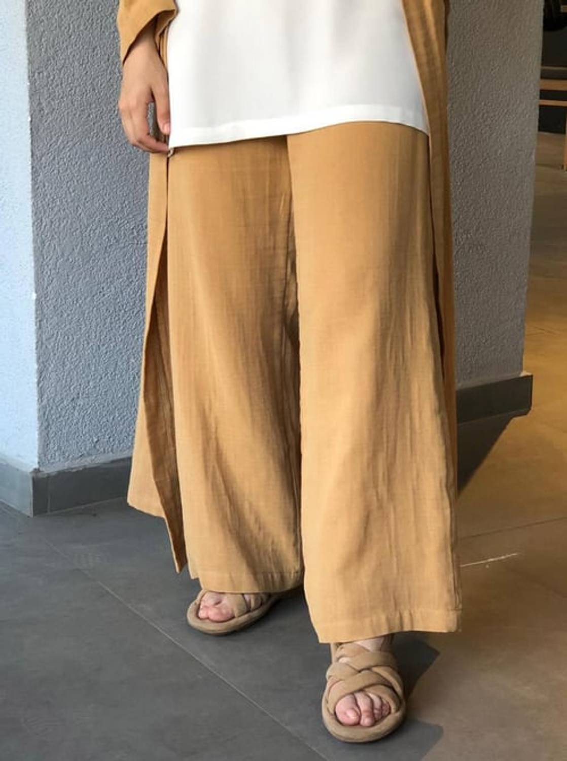 MÜSLİN BOL PANTOLON SÜTLÜ KAHVE