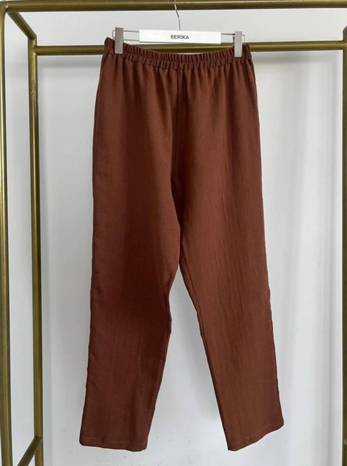 Muslin Carrot Pants in Dark Brown - Comfortable & Stylish, Available in Multiple Sizes 36-52