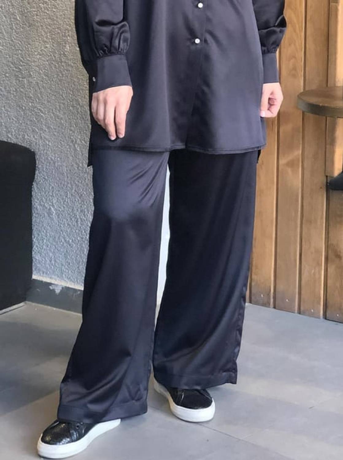 Black Satin Pants in Sizes 36 to 52 for Elegant Style and Comfort