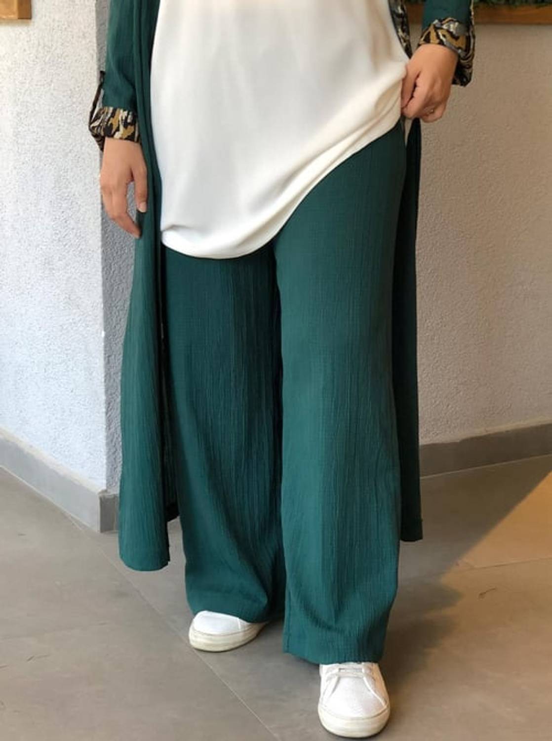 BOL PAÇA BÜRÜMCÜK PANTOLON YEŞİL