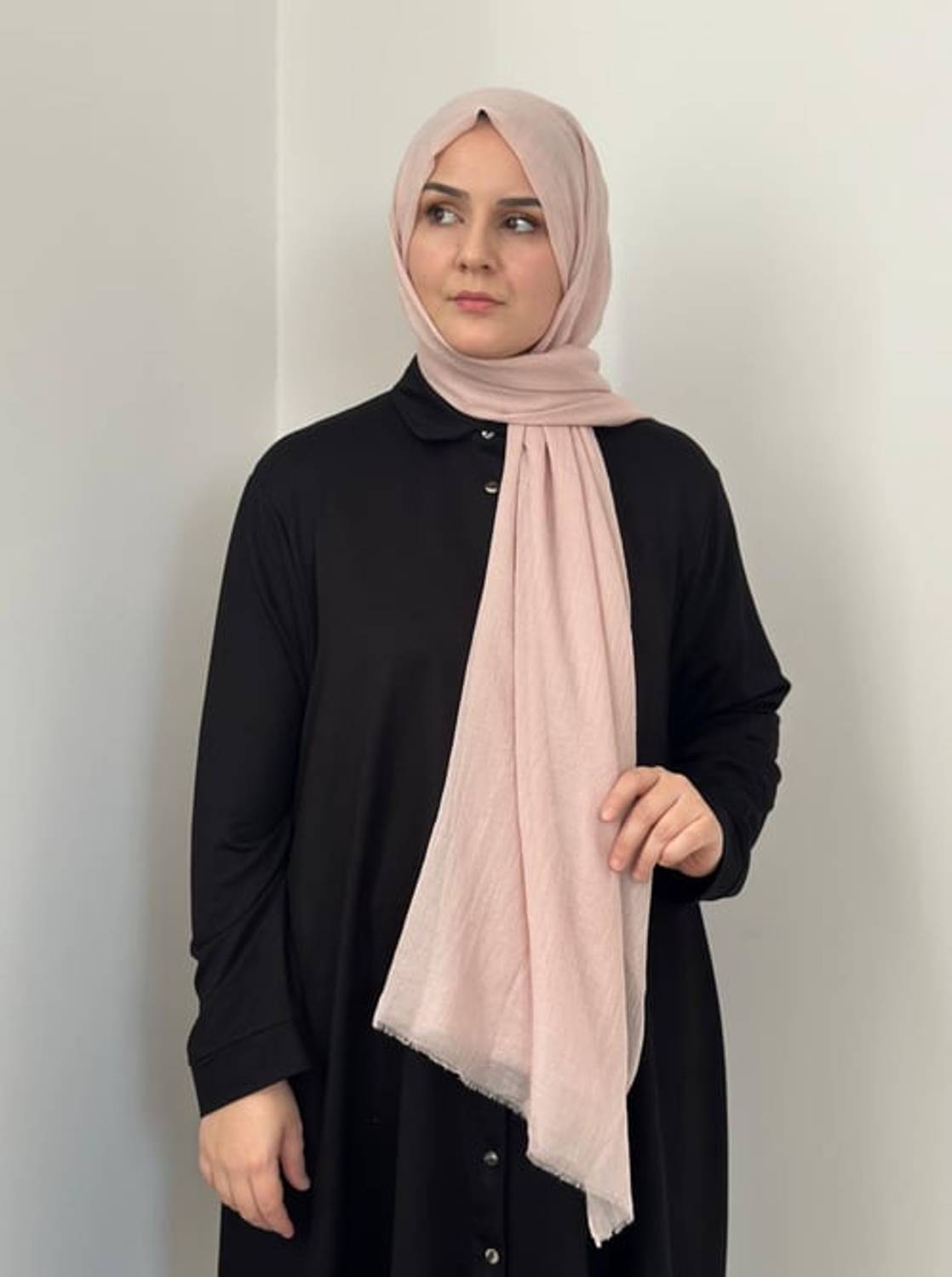 شال قطن بلون وردي فاتح خفيف الوزن، لا يحتاج للكي، قابل للغسيل في الغسالة، بمقاس 193 سم × 90 سم