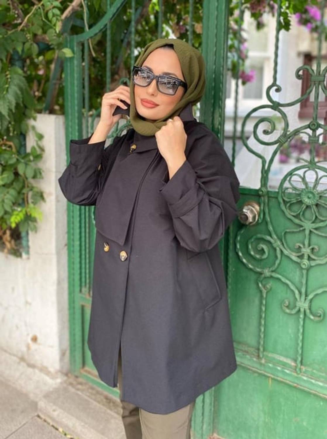 KISA REGLAN TRENÇ SİYAH