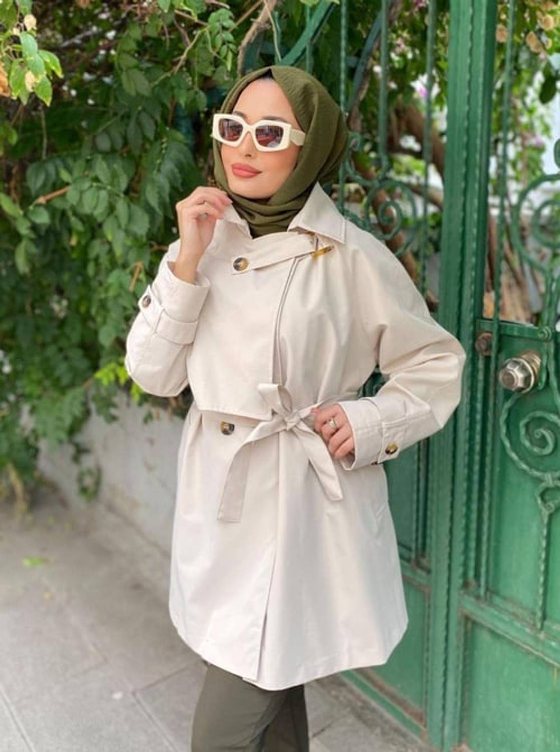 KISA REGLAN TRENÇ BEJ