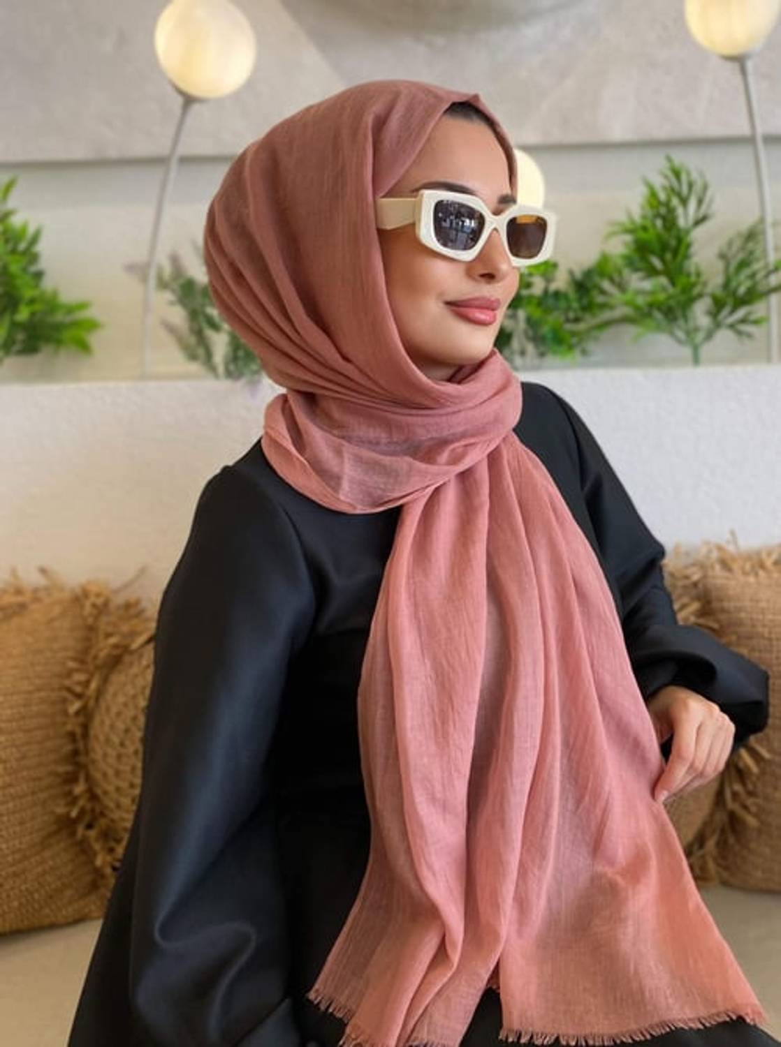 PAMUKLU ŞAL SOLUK PEMBE