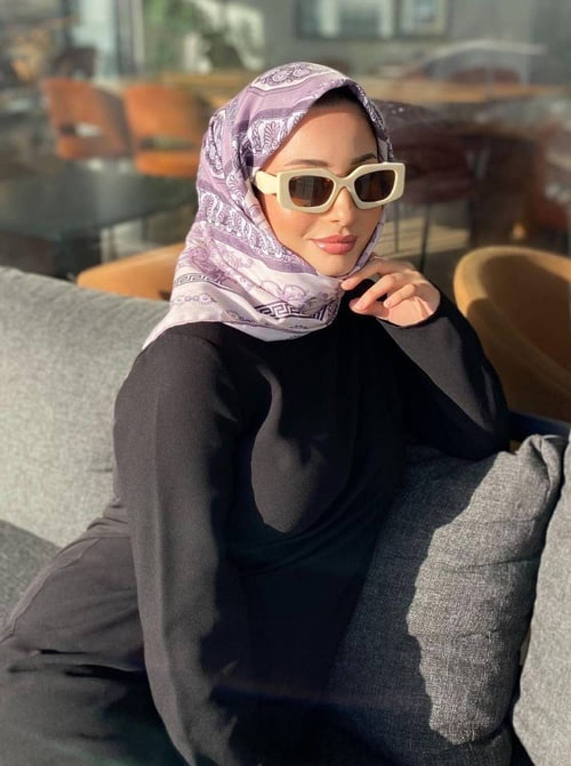 Шарф з бавовни лілового кольору, легкий, не потребує прасування, можна прати в пральній машині, стандартний розмір