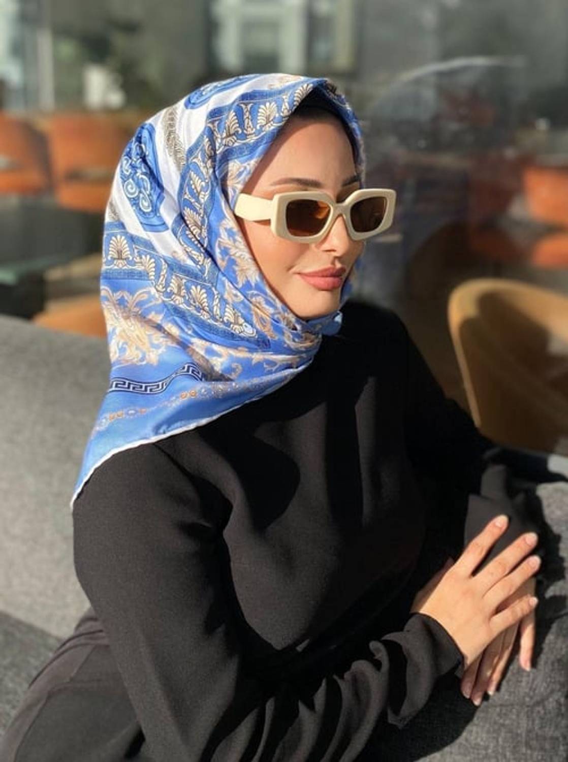 PAMUKLU EŞARP MAVİ SARI