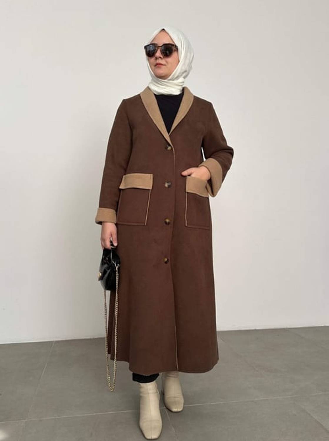 ŞAL YAKA KABAN KAHVE