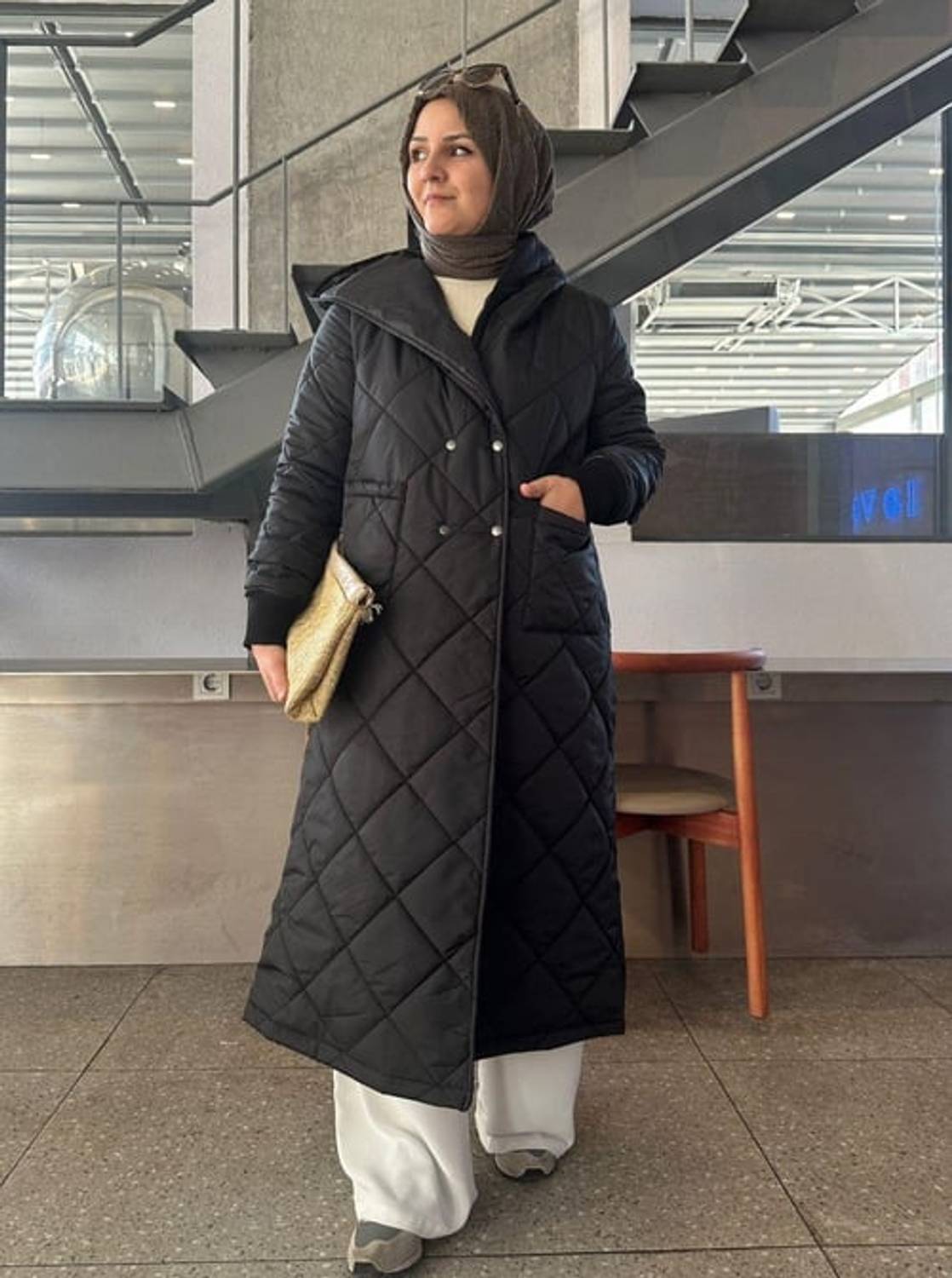 RİBANALI ŞİŞME MONT SİYAH