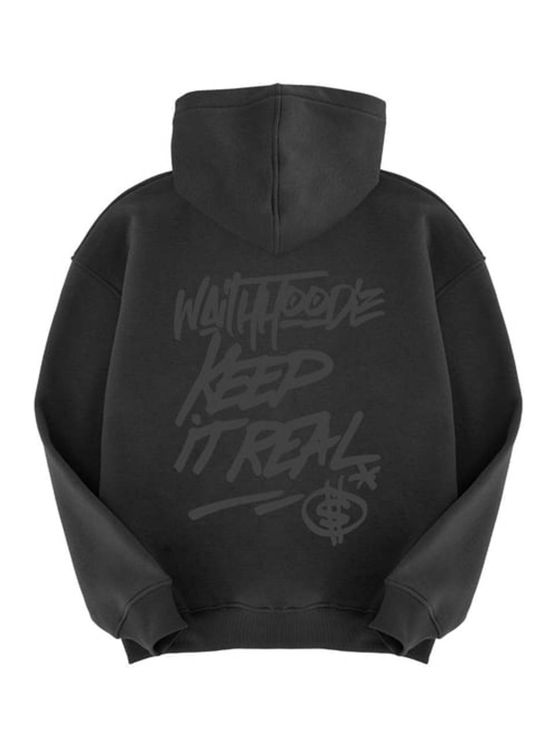 Унисекс худи Keep İt Real черное, 100% хлопок, оверсайз, капюшон, мягкая ткань, размеры XL/XXL, XS/S, M/L