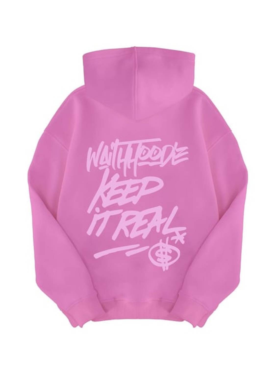 Унисекс худи Keep İt Real розового цвета, 100% хлопок, oversize, с капюшоном, низкий рукав, трехниточный теплый материал