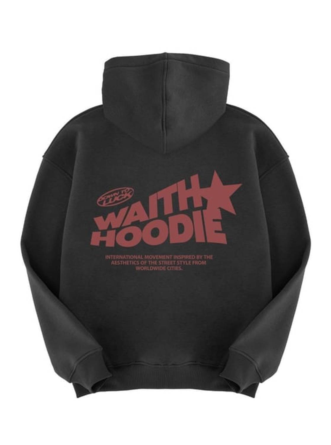Unisex Waith Yazı Sweatshirt Hoodie Siyah