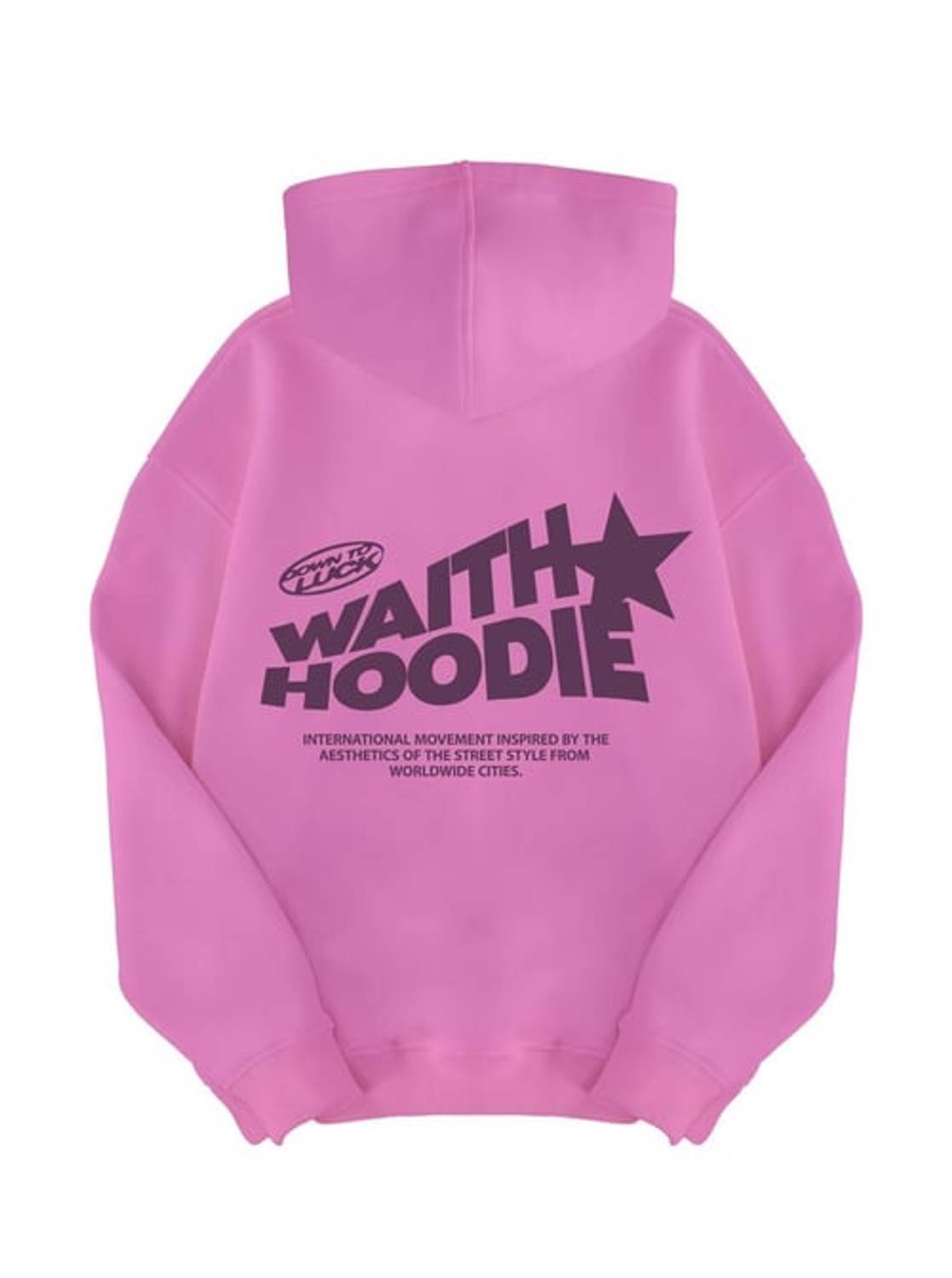 Unisex Waith Yazı Sweatshirt Hoodie Pembe