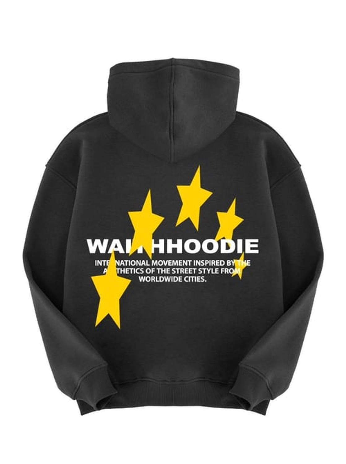 Унисекс худи с капюшоном Waith Yıldız черный, 100% хлопок, оверсайз, ткань с начесом, свободный крой, размеры XL/XXL, XS/S, M/L