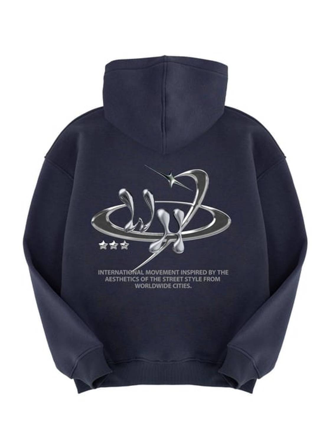 Універсальний металевий худі антрацитового кольору, 100% бавовна, великий крій, капюшон, низькі рукави, 3 нитки шардонної тканини