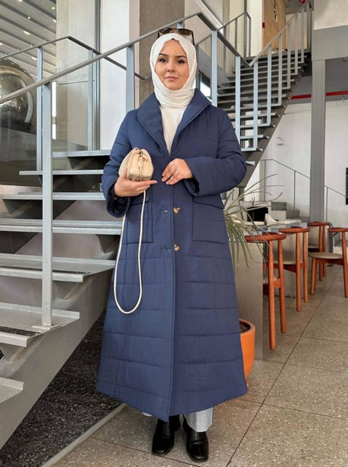 ŞAL YAKA ŞİŞME MONT LACİVERT