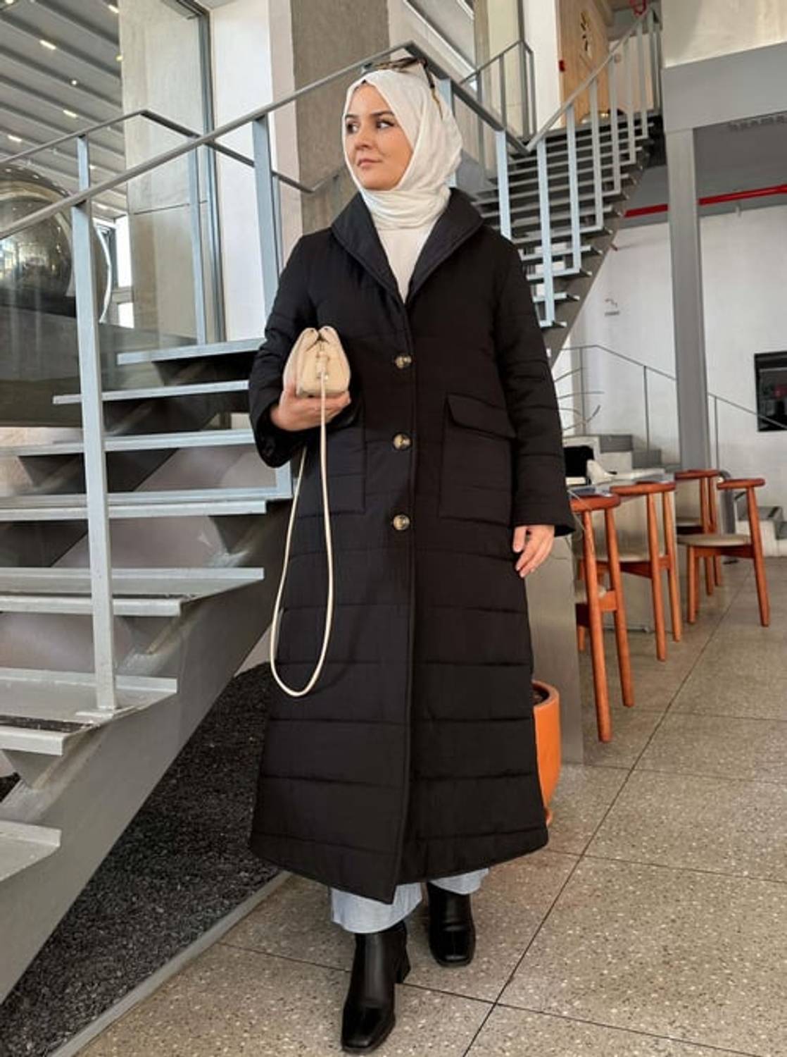 ŞAL YAKA ŞİŞME MONT SİYAH