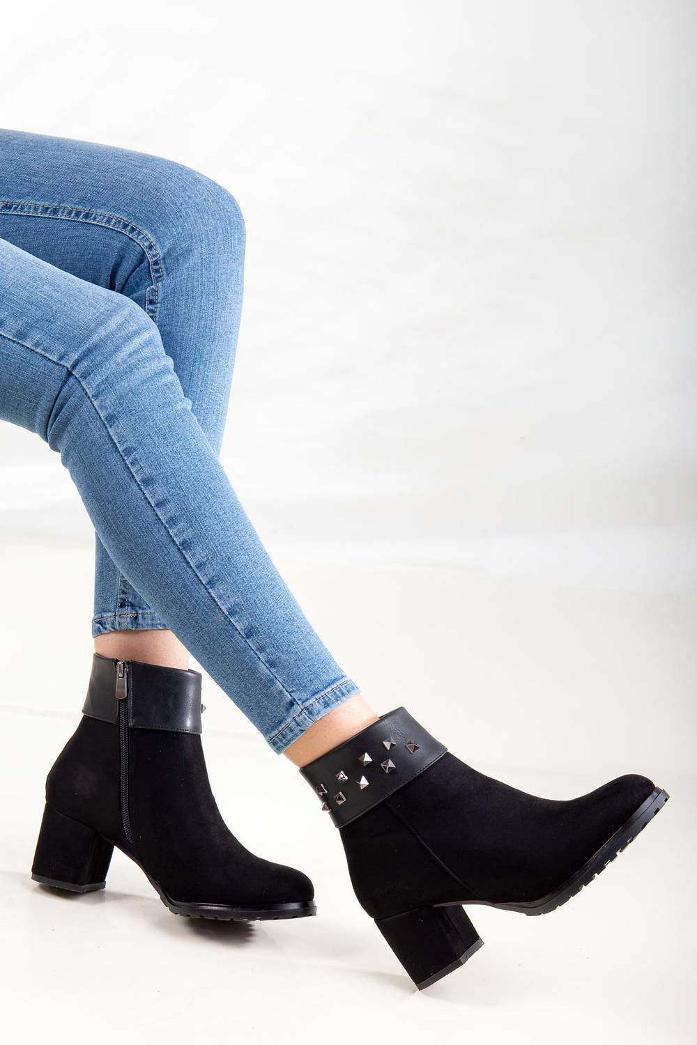 Elani Trocked Women's Mid-Heeled Boots BLACK SUEDE