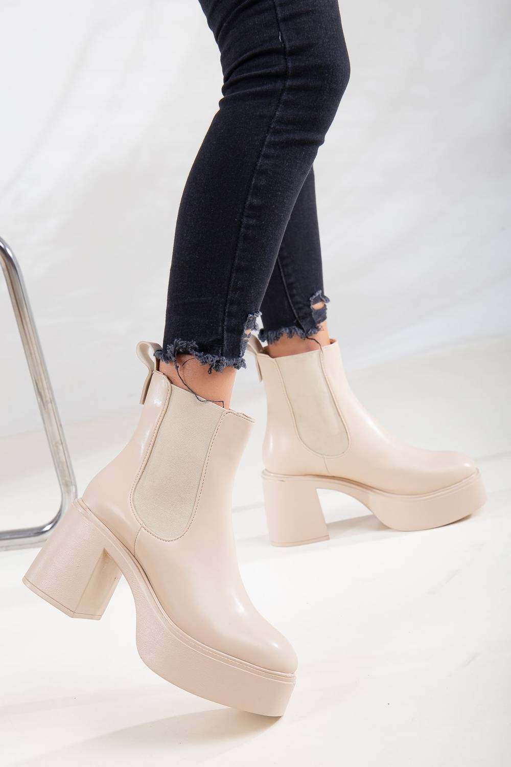 Pirus Women's Daily Boots Elastic Side Band Thick Sole TEN