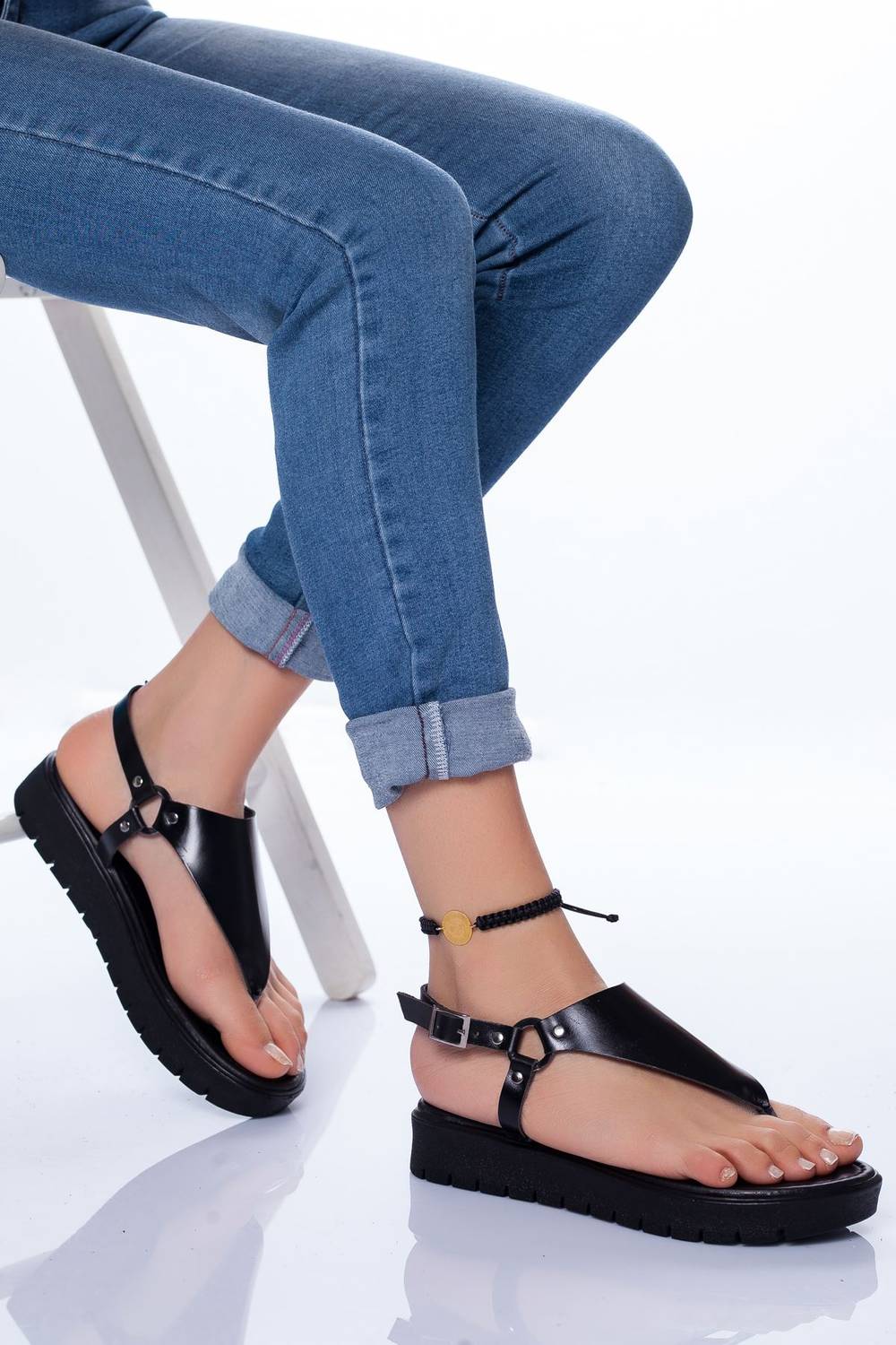Alix Leather Sandals BLACK