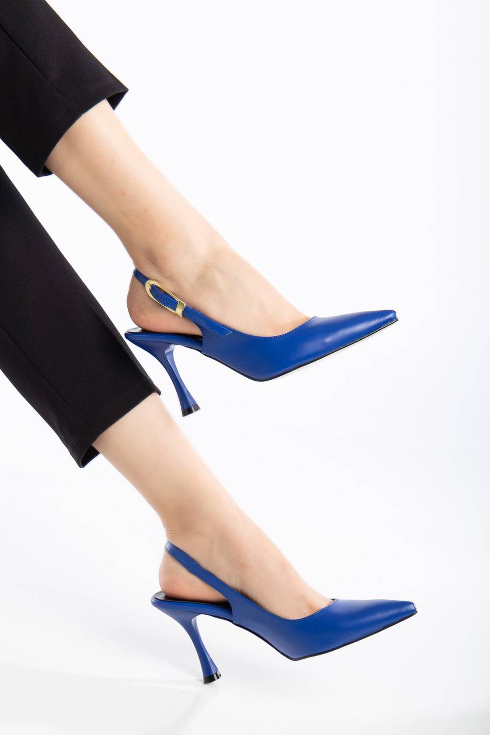 Kadın Lacivert Vegan Cilt Stiletto  Topuklu Ayakkabı