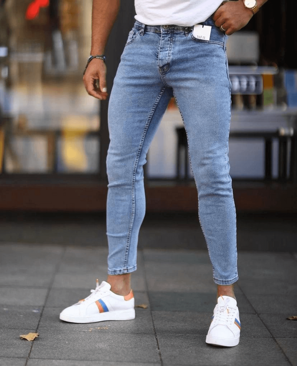 Купить Мужские джинсы Slim Fit Slimfit Lycra Snow Wash — светло-голубые |  интернет-магазин турецких товаров TT-Turk