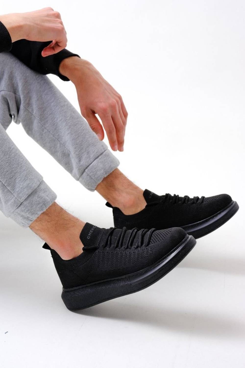 Men's Style Casual Sneaker Daily Sport Cloth Shoes -Black-Black