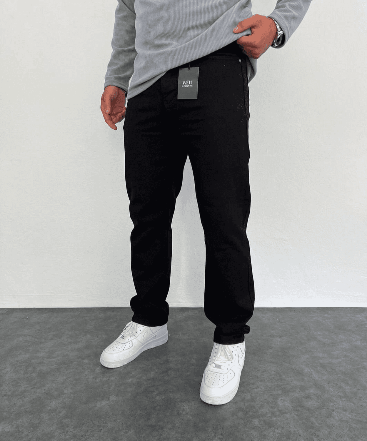 Мужские удобные джинсы бойфренд черного цвета с легкой стиркой, размеры: 29-38 размера