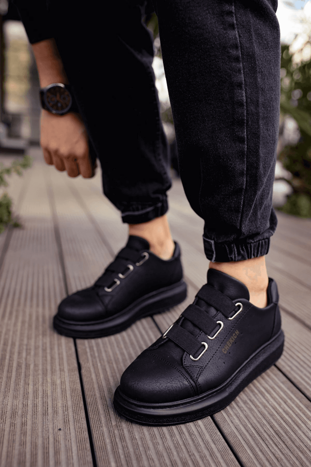 Erkek Bağcıksız Eva Taban Günlük Spor Ayakkabı -Siyah