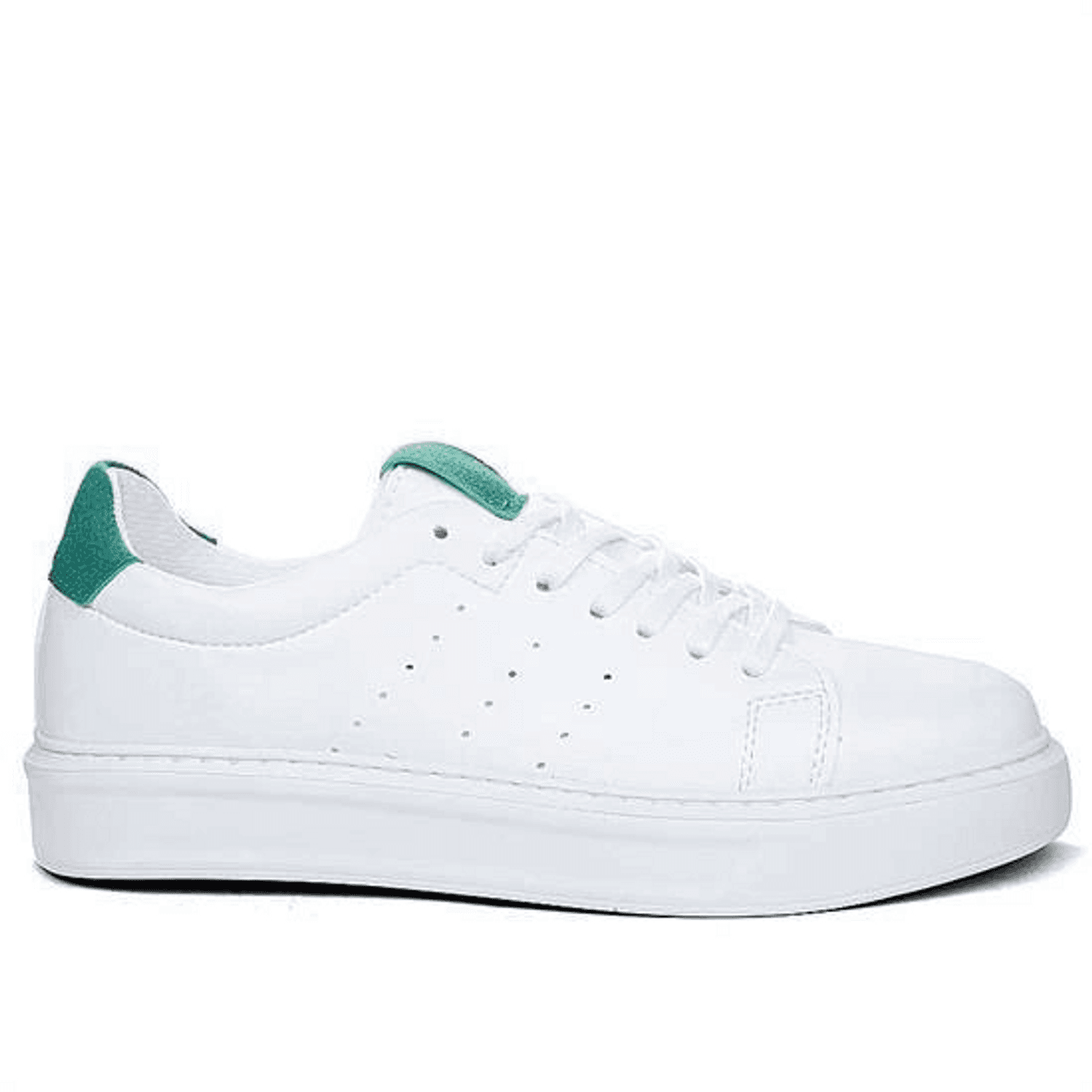 Erkek Eva Taban Snekars Bağcıklı Günlük Spor Ayakkabı -Beyaz-Yeşil