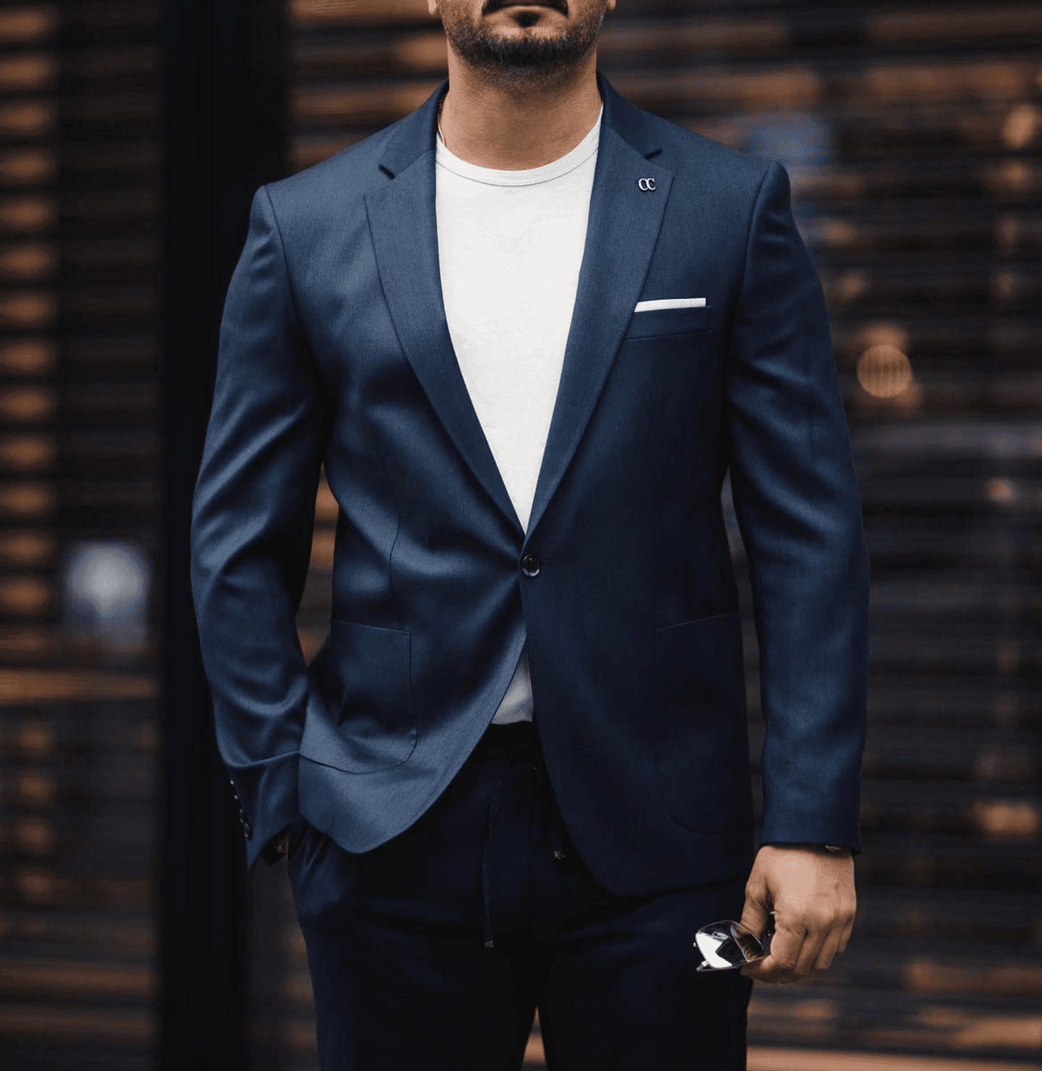 Men's Slim Fit Sports Suit - Navy Blue