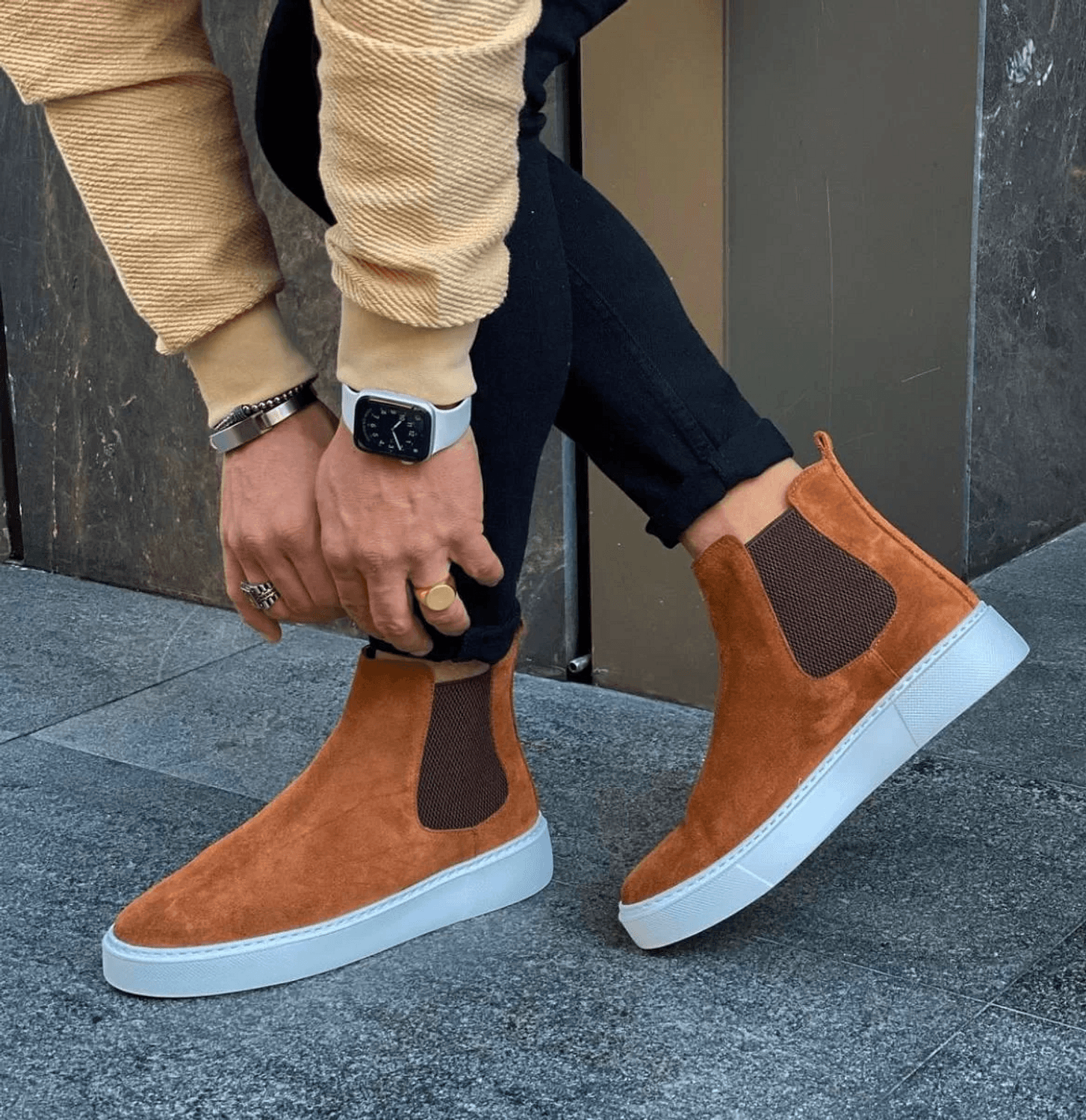 New Season Men's Eva Sole Leather Chelsea Boots - Tan