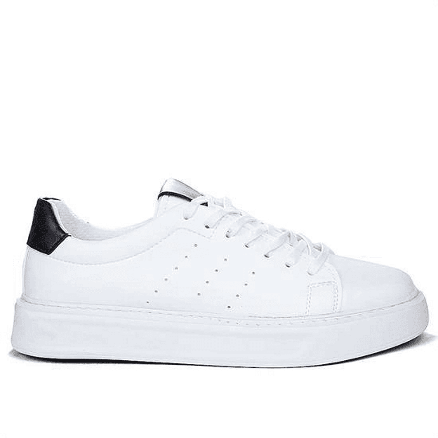 Men's Eva Sole Snekars Lace-Up Casual Sports Shoes -White-Black