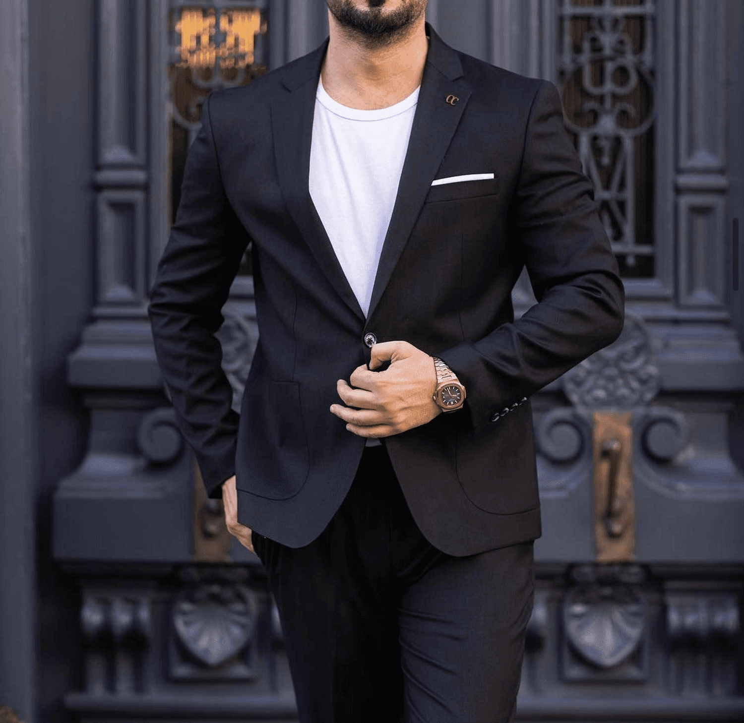 Мужской узкий спортивный костюм - черный, состав: пиджак + штаны, идеален для размерных диапазонов 46-56, только сухая чистка