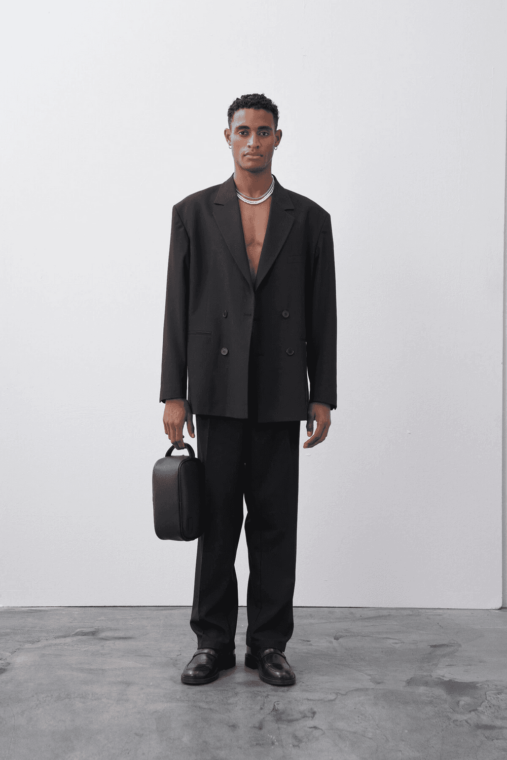 بدلة رجالية مزدوجة الصدر-أسود