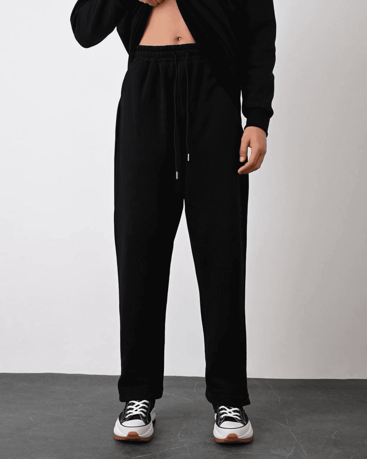 Erkek İçi Şardonlu Bagy Pantolon - Siyah