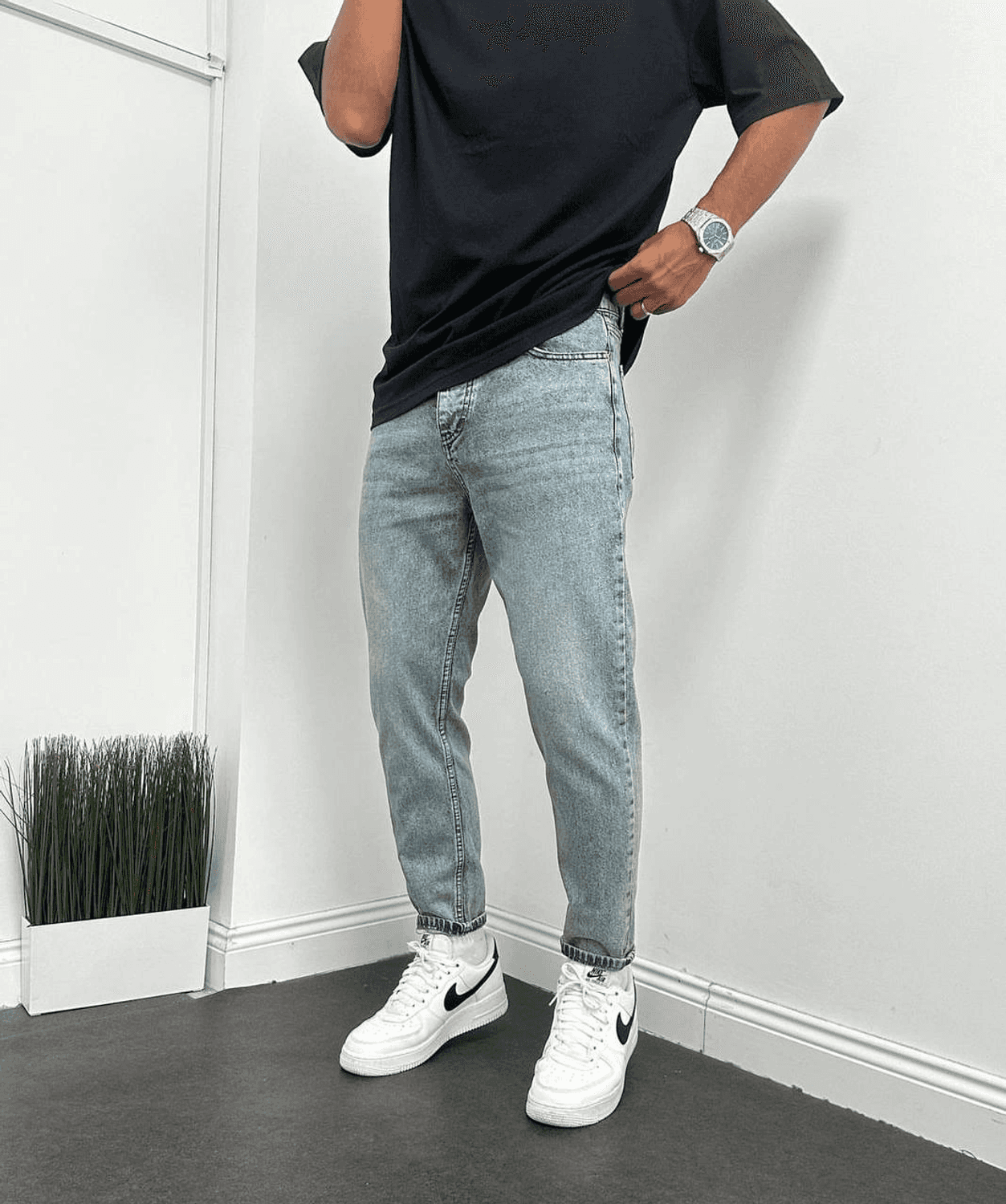 Erkek Boyfriend Kar Yıkama Likrasız Kot Pantolon - Mavi