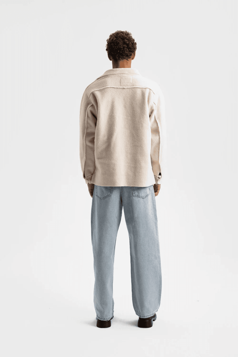 Men's Owersize Stamped Shirt-Cream