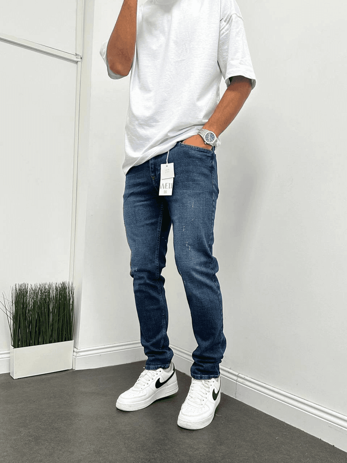 Удобные регулярные джинсы с лайкрой для мужчин - синие, размер 29-38