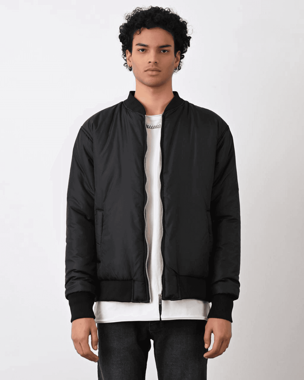 Erkek Dar Kesim Feurmarlı Hakim Yaka Mevsimlik Mont-Siyah