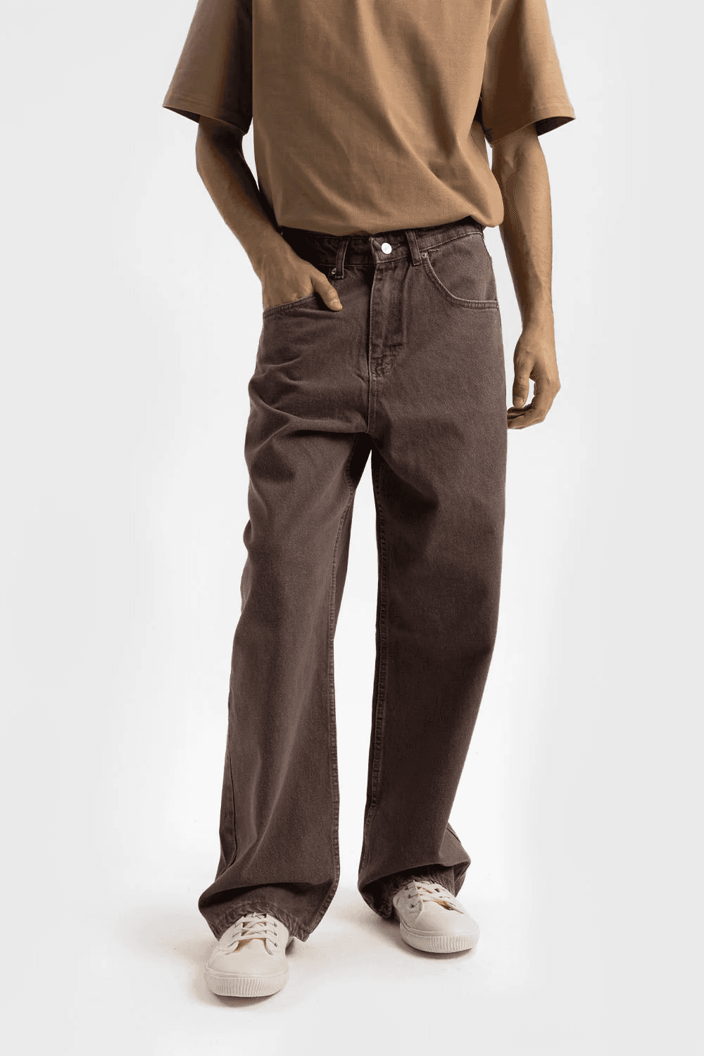 Men's Wide Fit Baggy Jeans - Brown