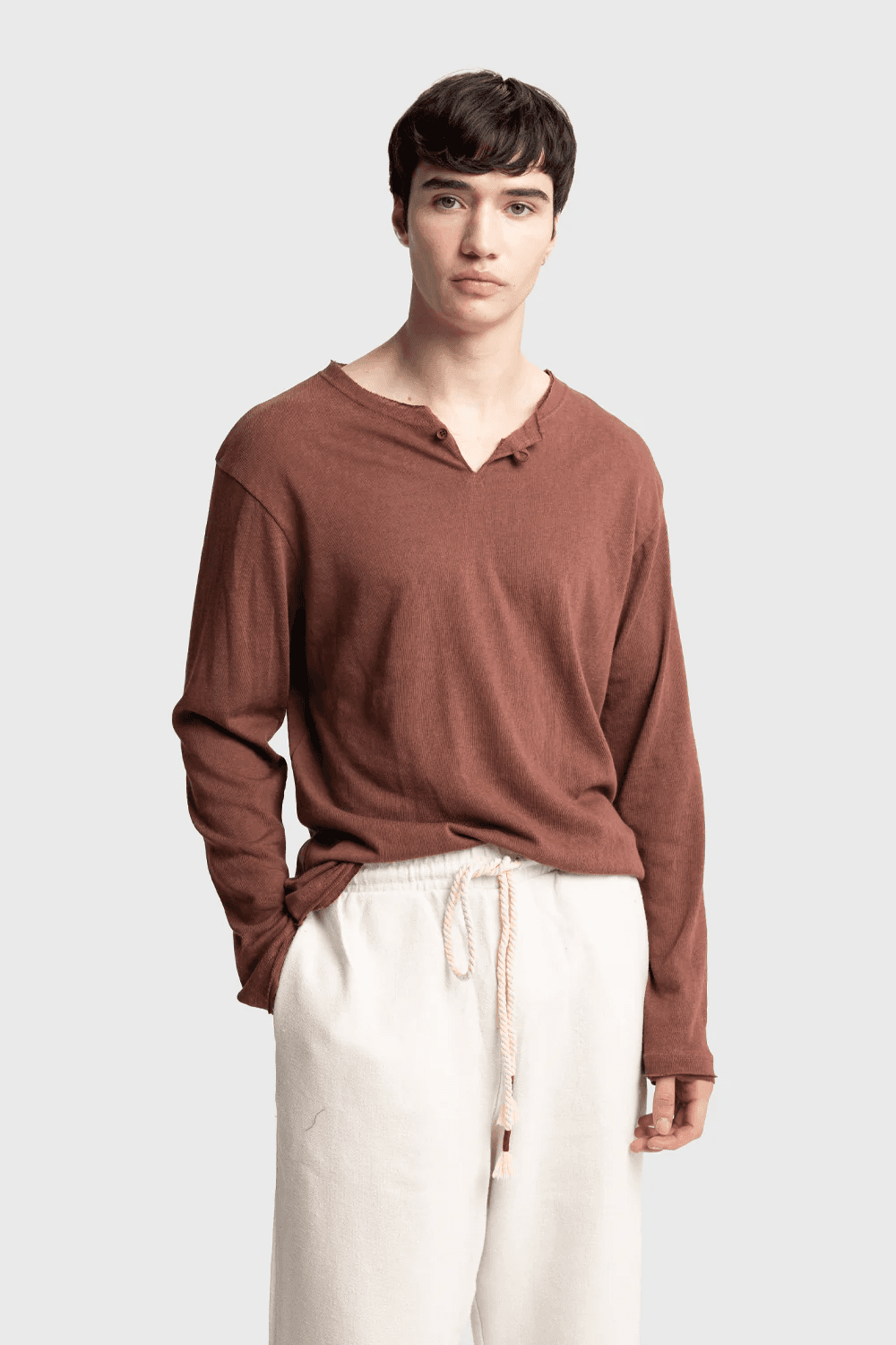 Men's Crew Neck Slim Long Sleeve Sweatshirt - Claret Red