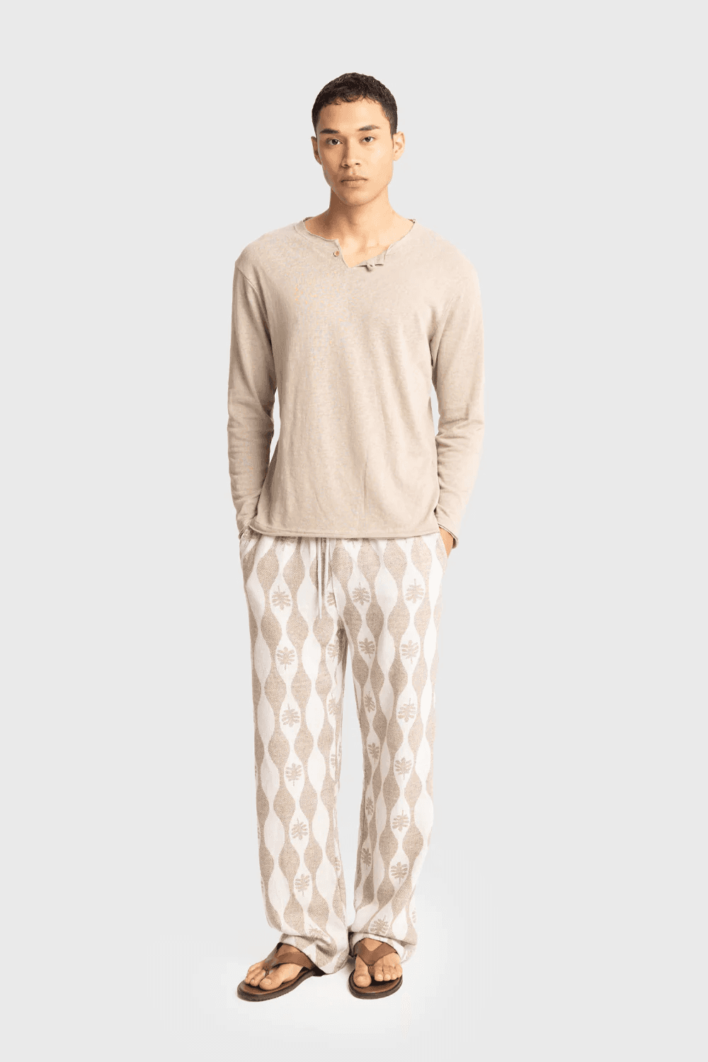 Мужской свитер с длинным рукавом, бежевая цветовая гамма, оверсайз, стирка при 30 градусах, размер S, M, L, XL