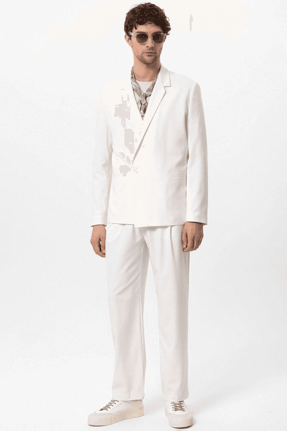 بدلة رجالية بحجم كبير مطاطية - بيضاء