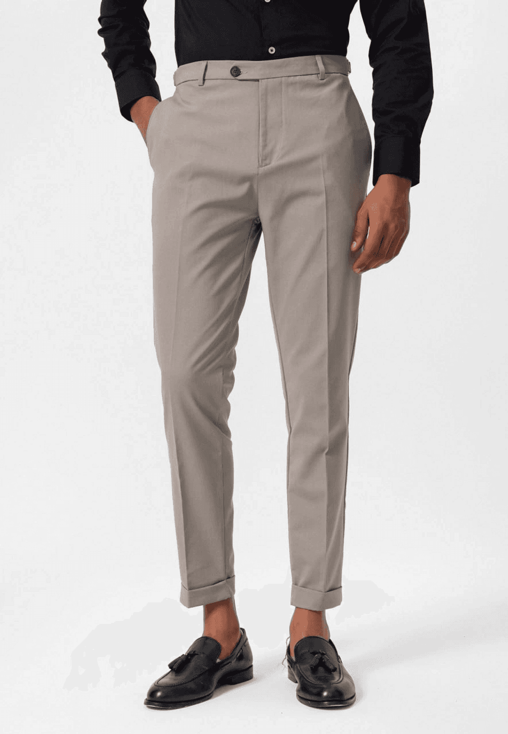 Мужские брюки с двойной застежкой на поясе – бежевые, регуляторская посадка, идеально подходят для любого случая, возрастная группа: молодежь